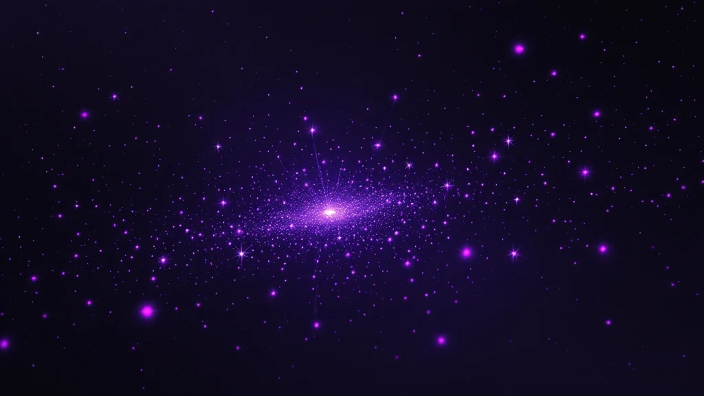 Generated nocturne services map: violet starbursts and cosmic sparks connected by thin light lines through deep purple void
